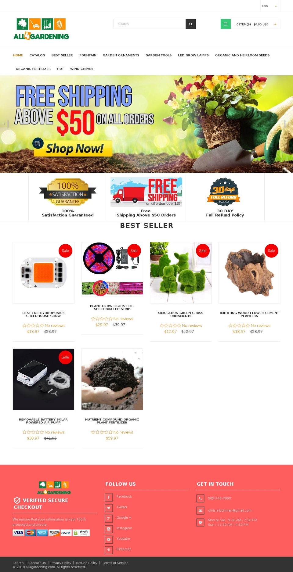 EcomClub Shopify theme site example all4gardening.com