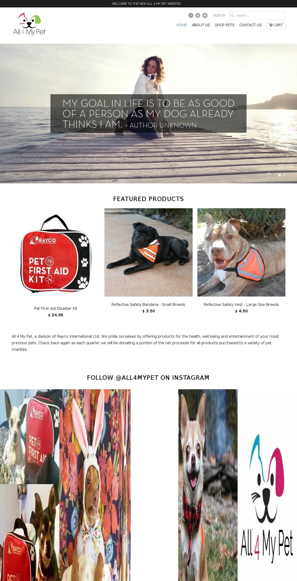 Mobilia-Nature's Great Products Shopify theme site example all4mypet.com