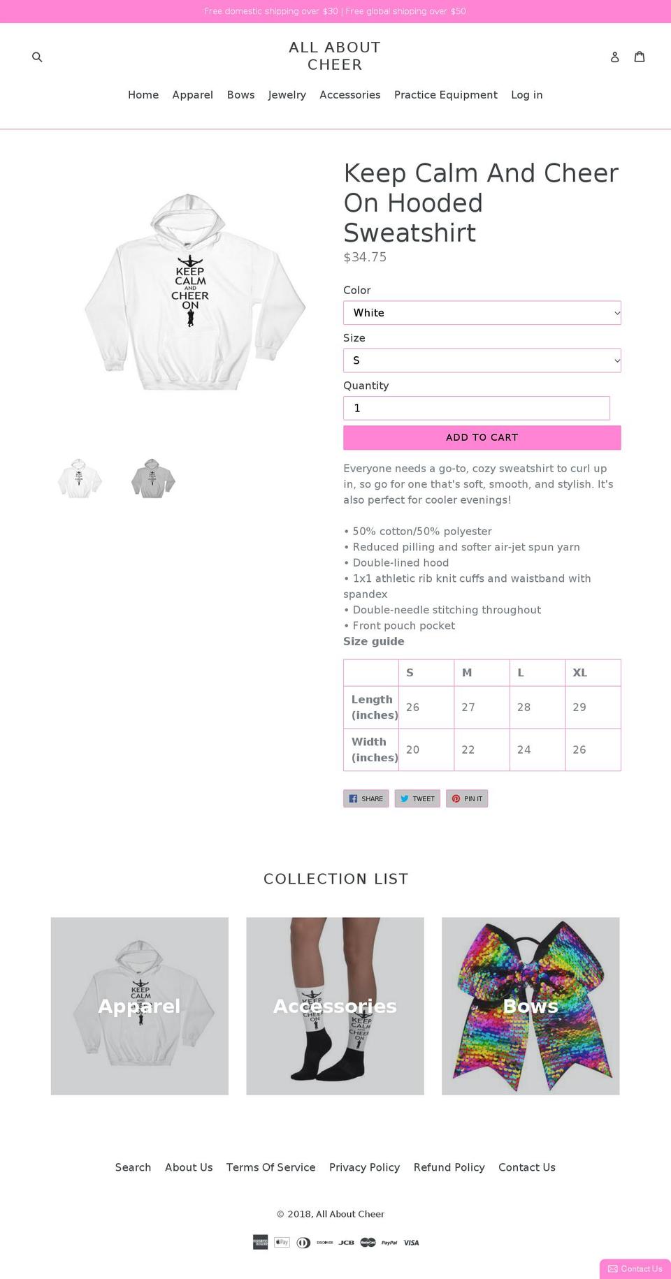allaboutcheer.com — Shopify storefront screenshot