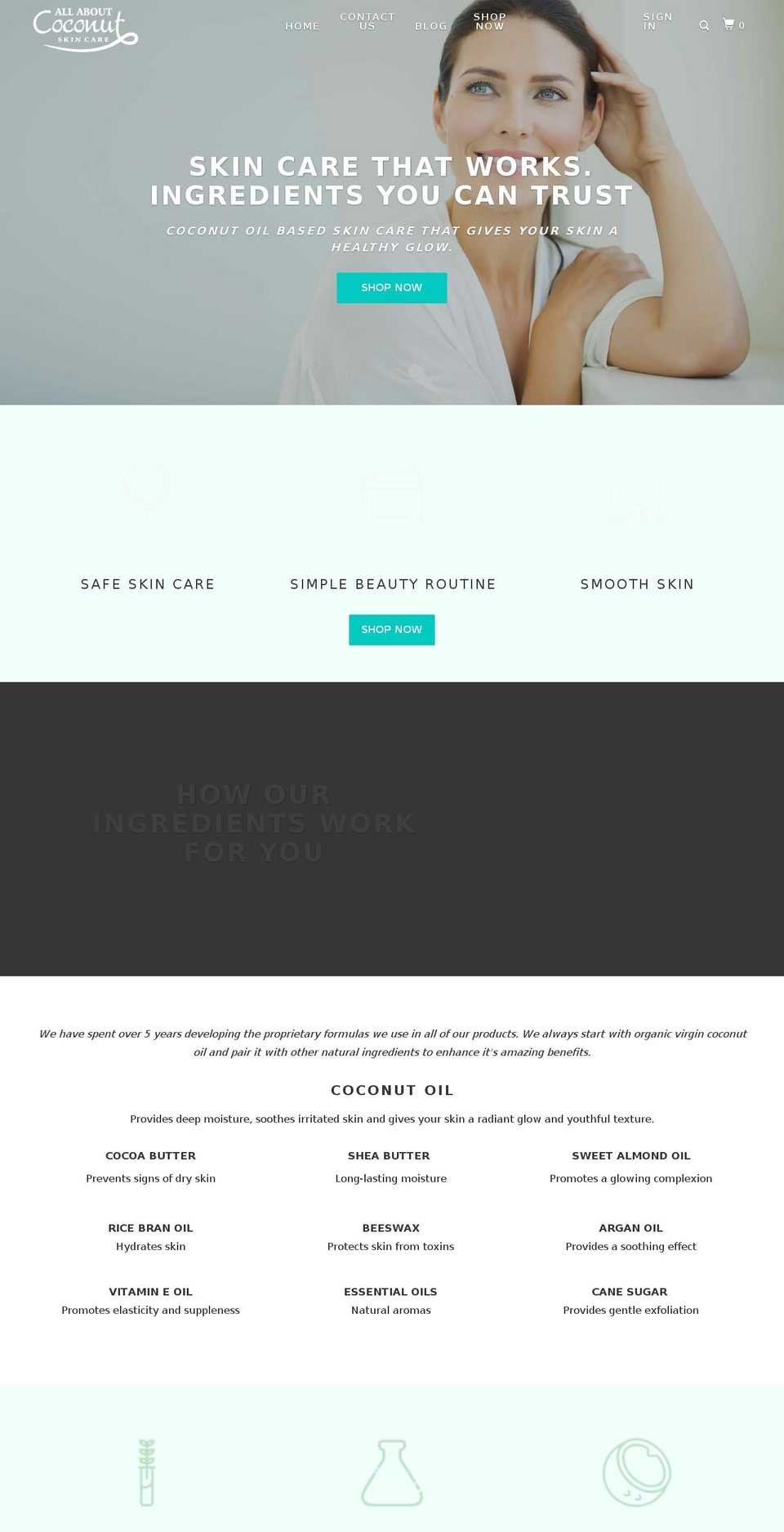 allaboutcoconut.com — Shopify storefront screenshot
