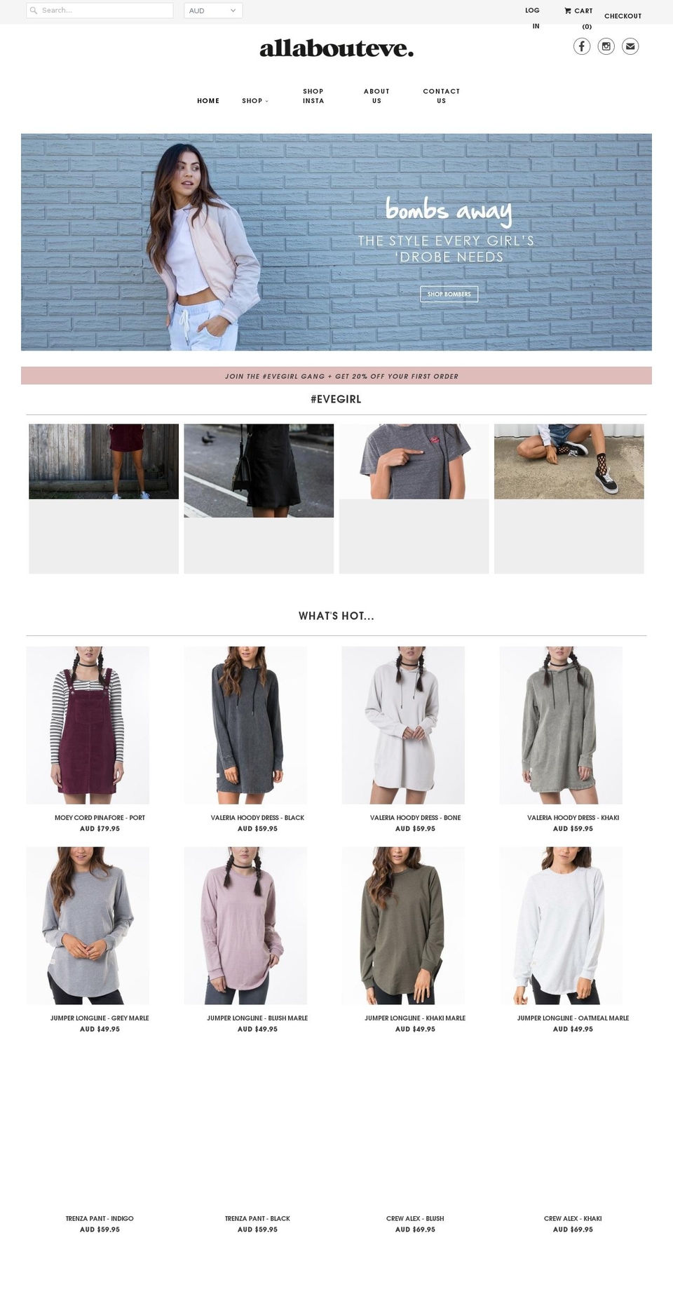 allabouteveclothing.com.au shopify website screenshot