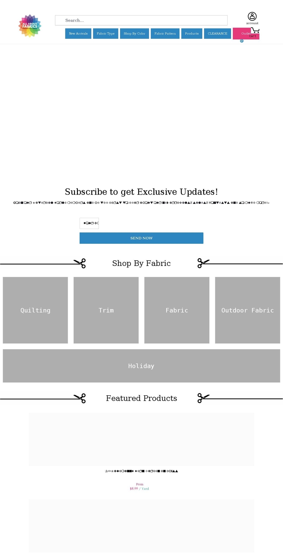 allaboutfabrics.com shopify website screenshot