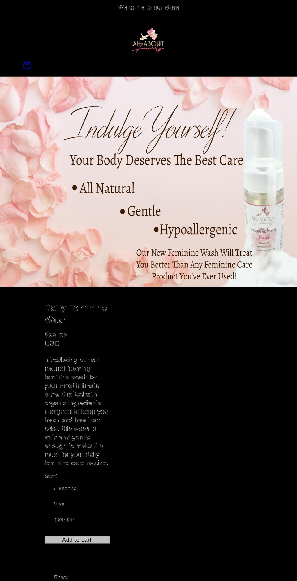 allaboutfemininity.com shopify website screenshot