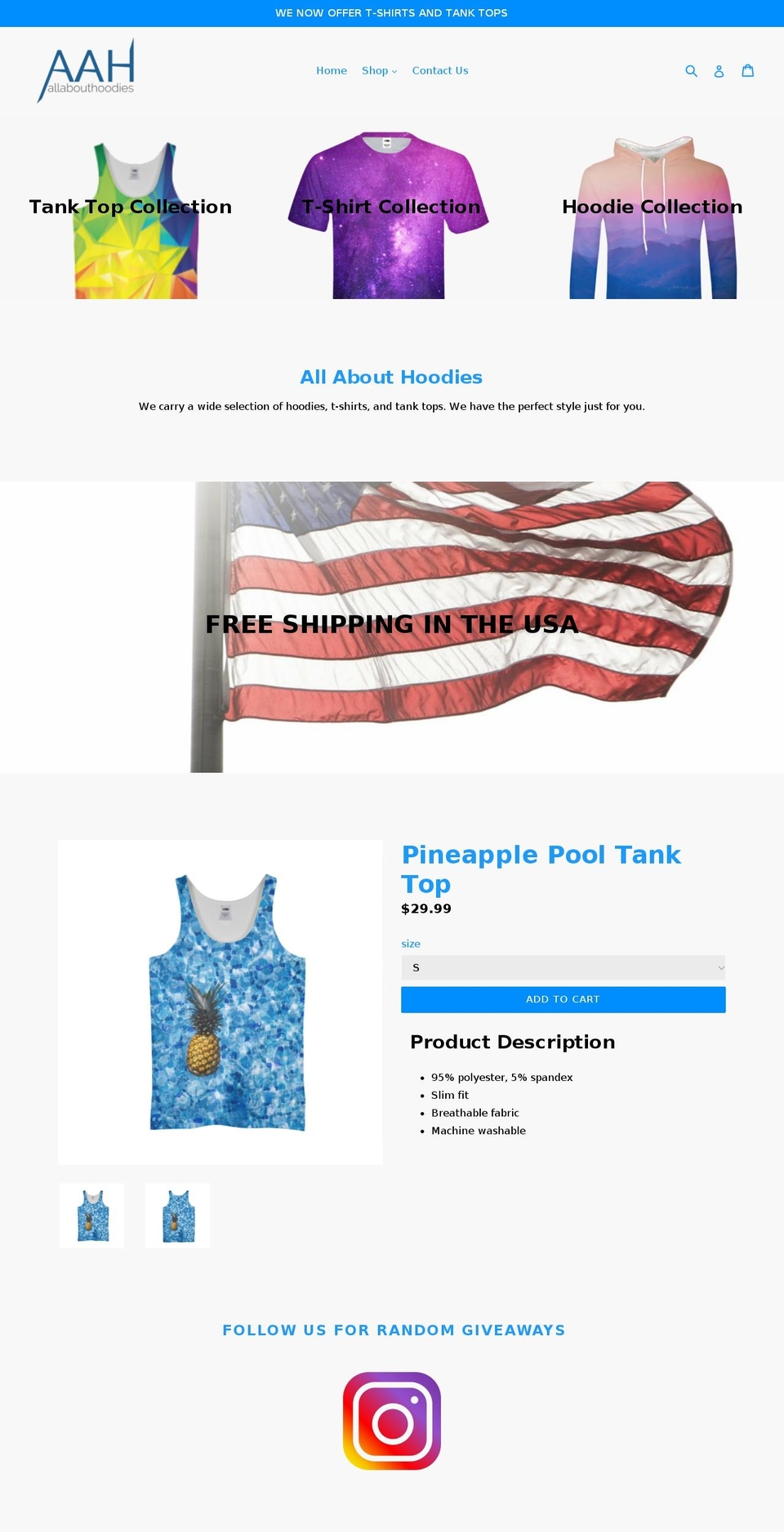 allabouthoodies.com — Shopify storefront screenshot
