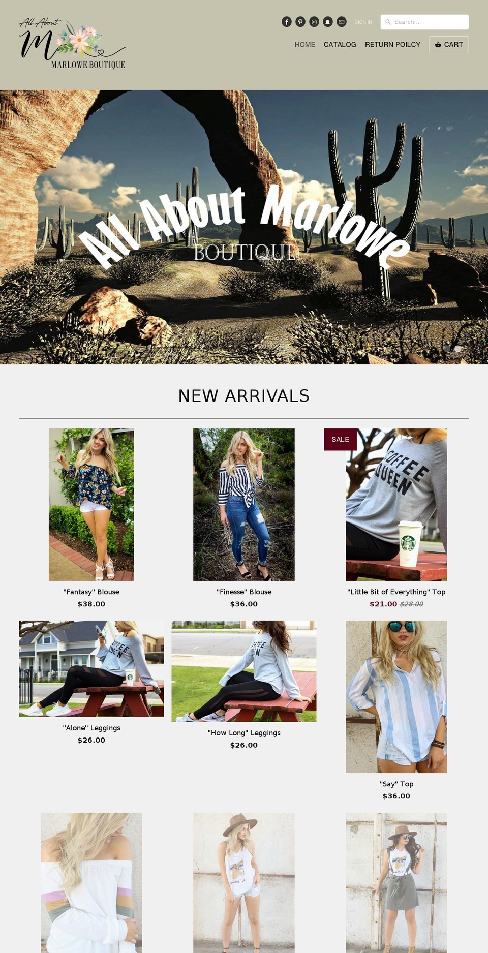 allaboutmarlowe.com — Shopify storefront screenshot