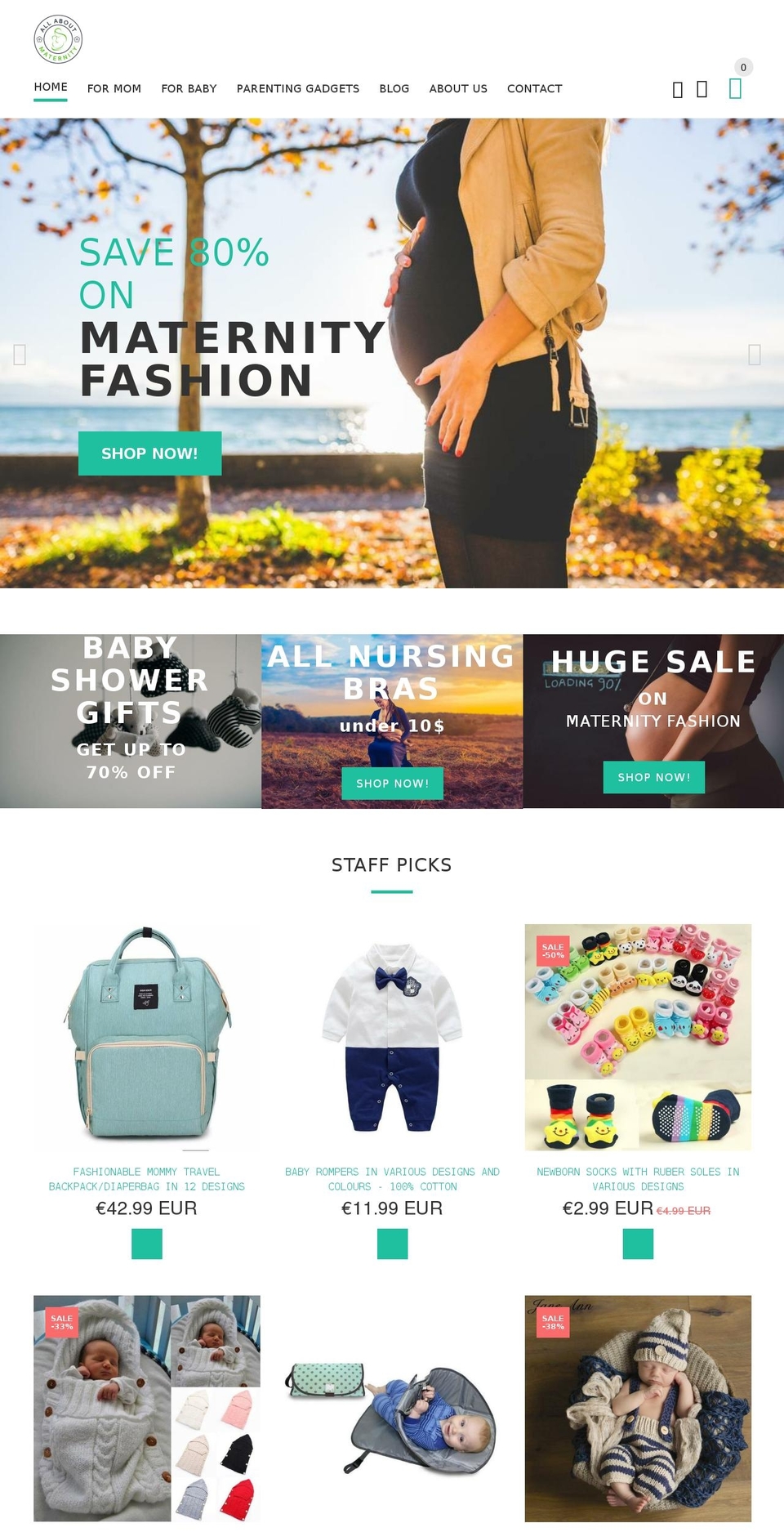 allaboutmaternity.com — Shopify storefront screenshot
