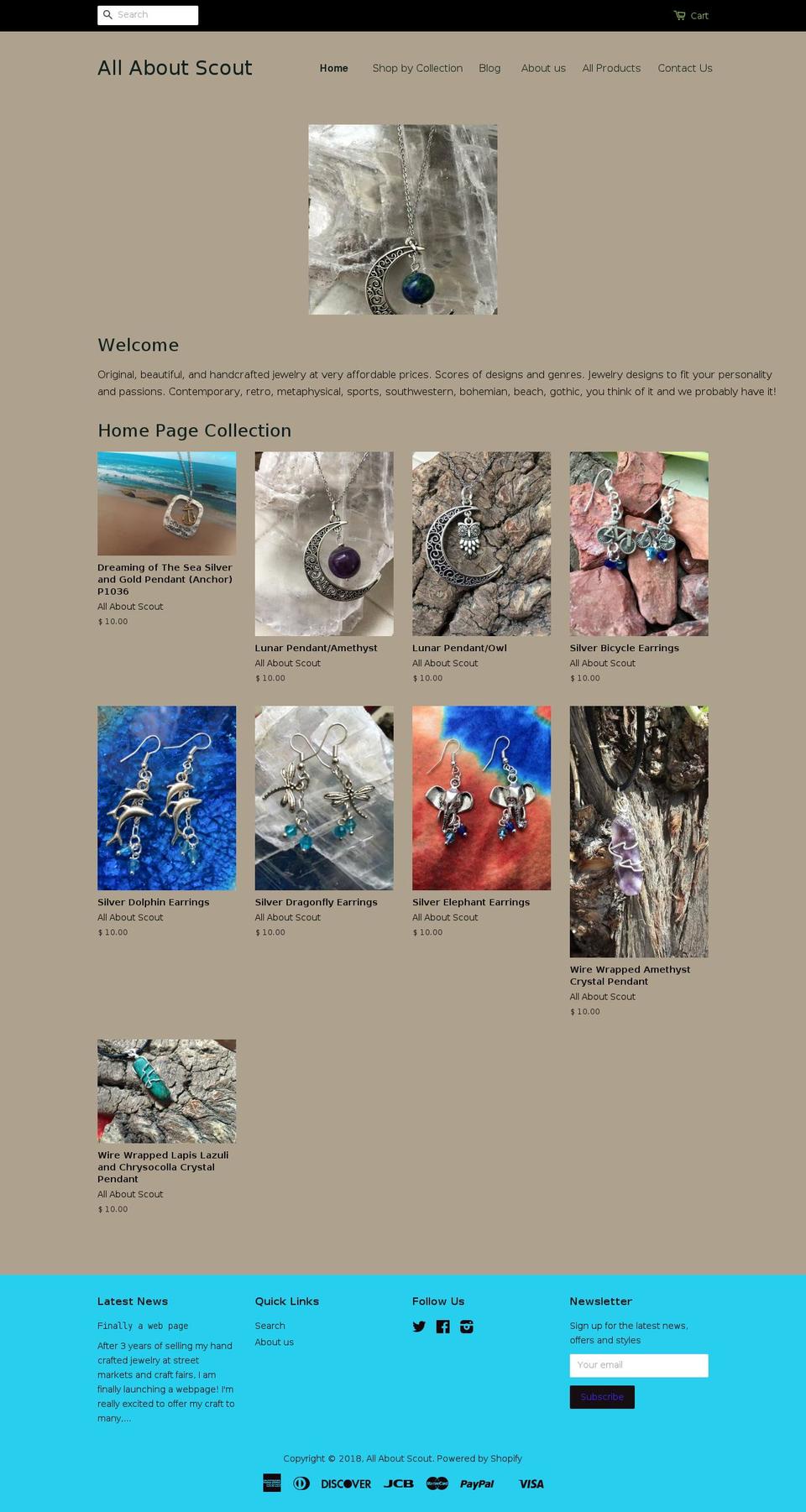 allaboutscoutjewelry.com — Shopify storefront screenshot