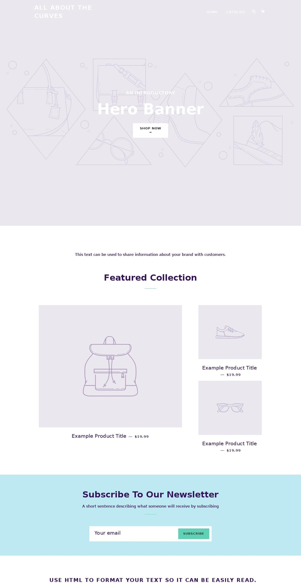 allaboutthecurves.com — Shopify storefront screenshot