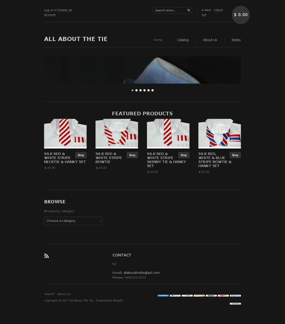 allaboutthetie.com shopify website screenshot