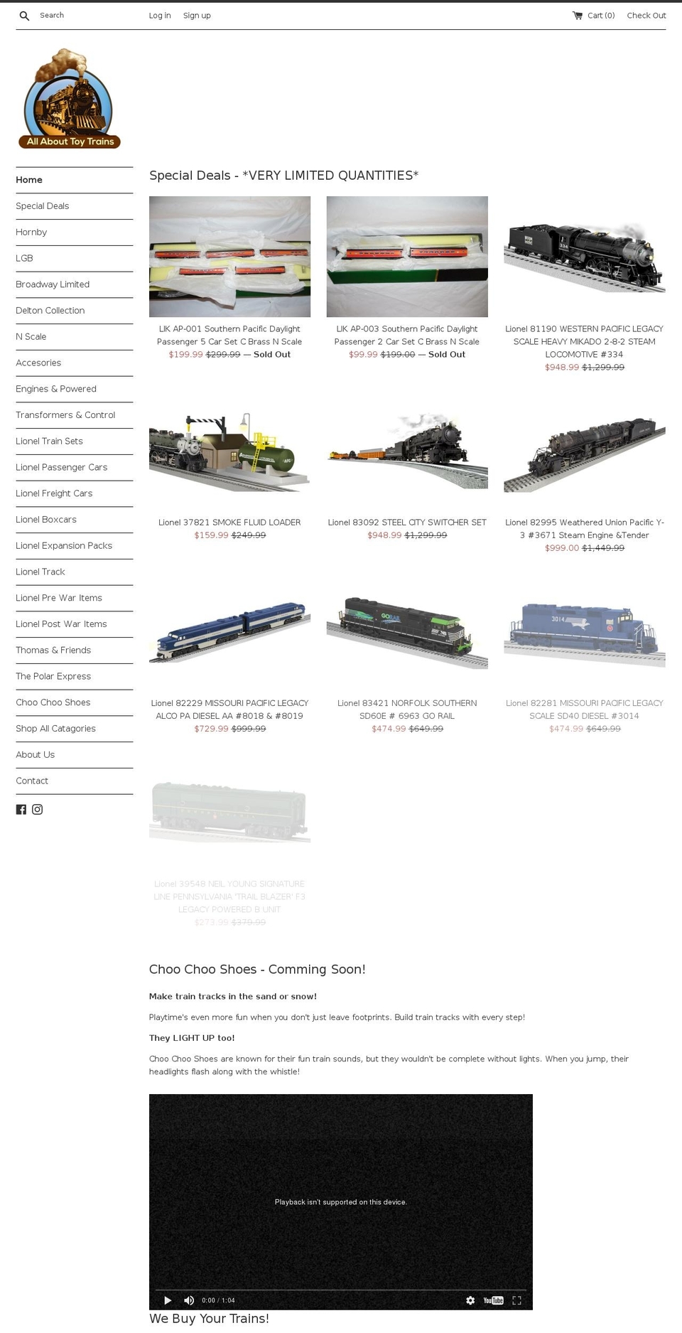 allabouttoytrains.com shopify website screenshot