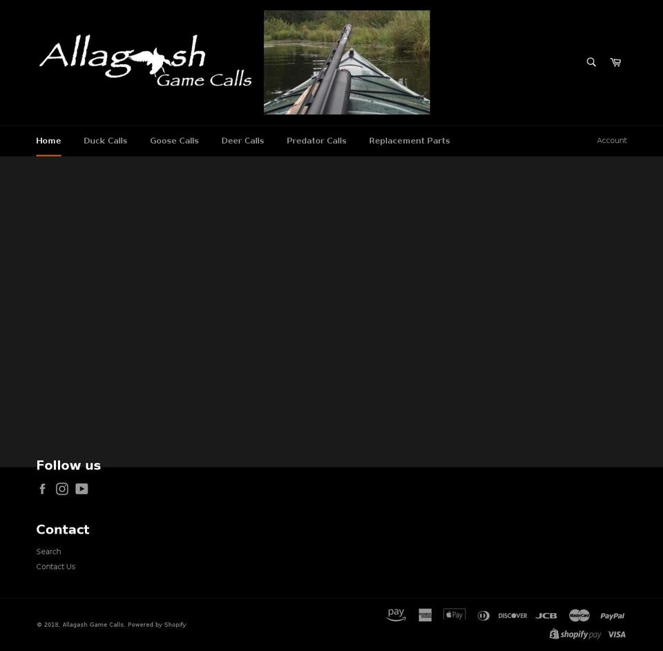 allagashgamecalls.com shopify website screenshot
