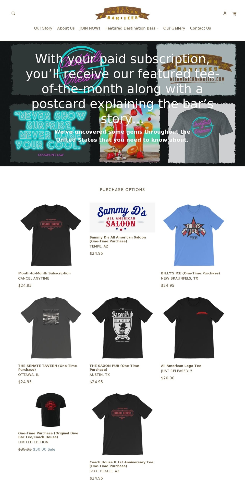 allamericanbartees.com — Shopify storefront screenshot
