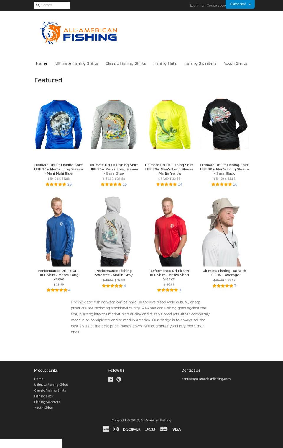 allamericanfishing.com shopify website screenshot
