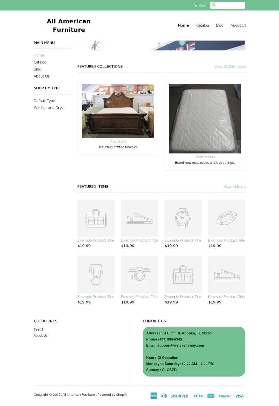 allamericanfurnitureandgold.com shopify website screenshot