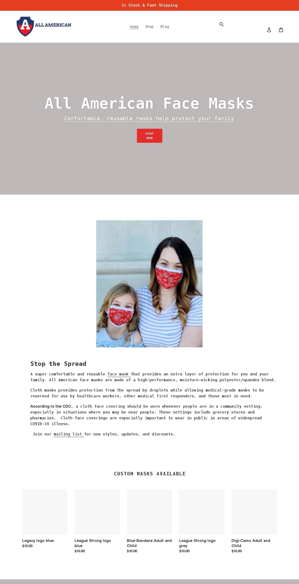 allamericangear.net shopify website screenshot