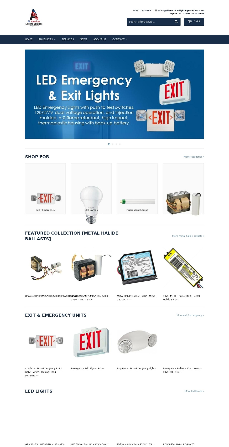 allamericanlightingsolutions.com — Shopify storefront screenshot
