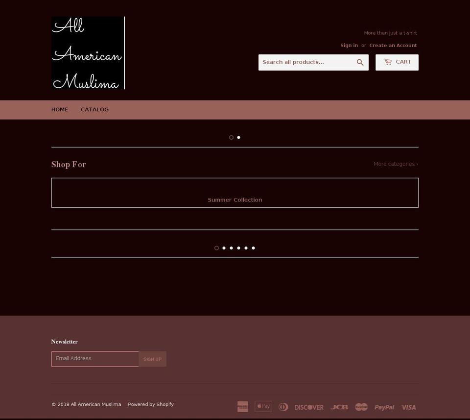 allamericanmuslima.com — Shopify storefront screenshot