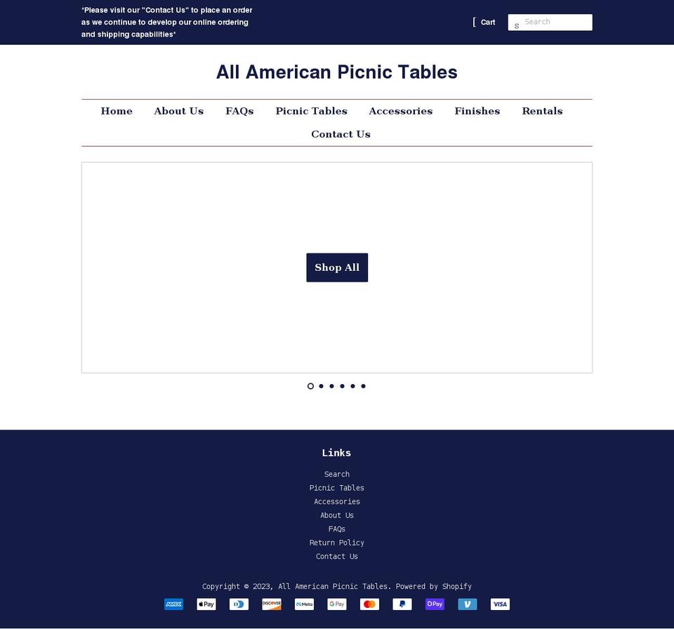allamericanpicnictables.com shopify website screenshot