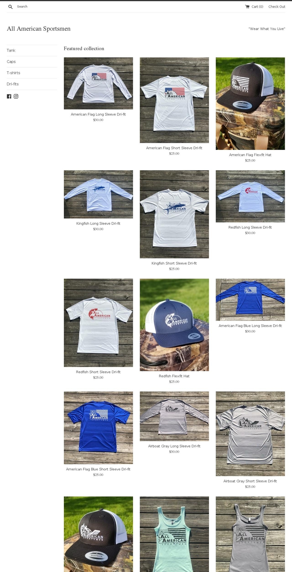 allamericansportsmen.com — Shopify storefront screenshot