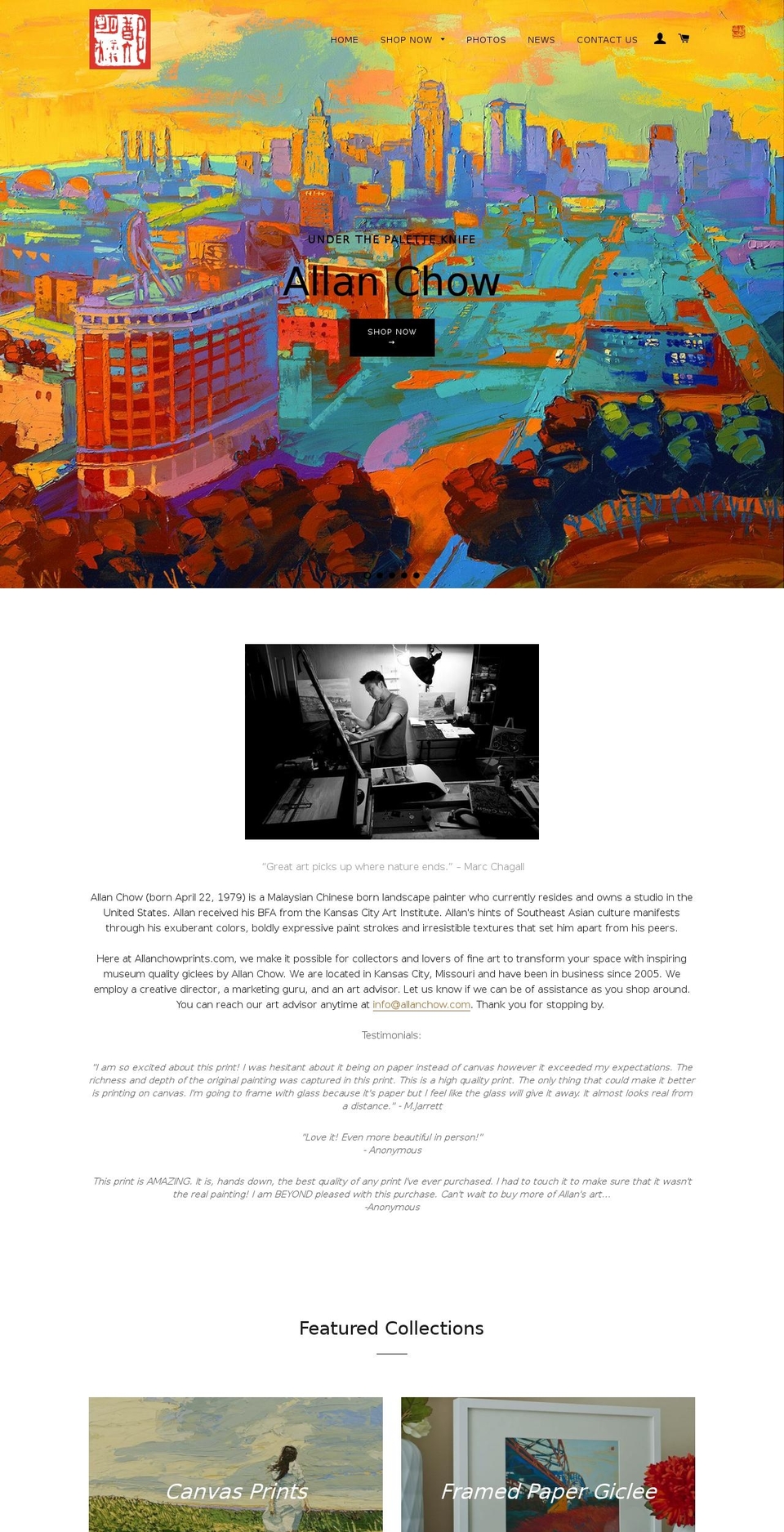 allanchowprints.com shopify website screenshot