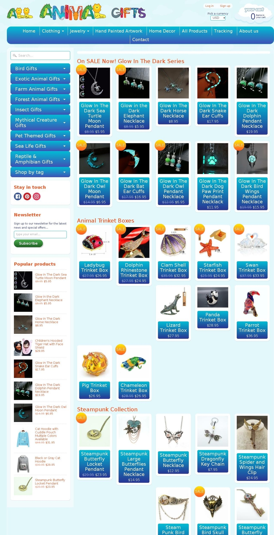 allanimalgifts.com shopify website screenshot