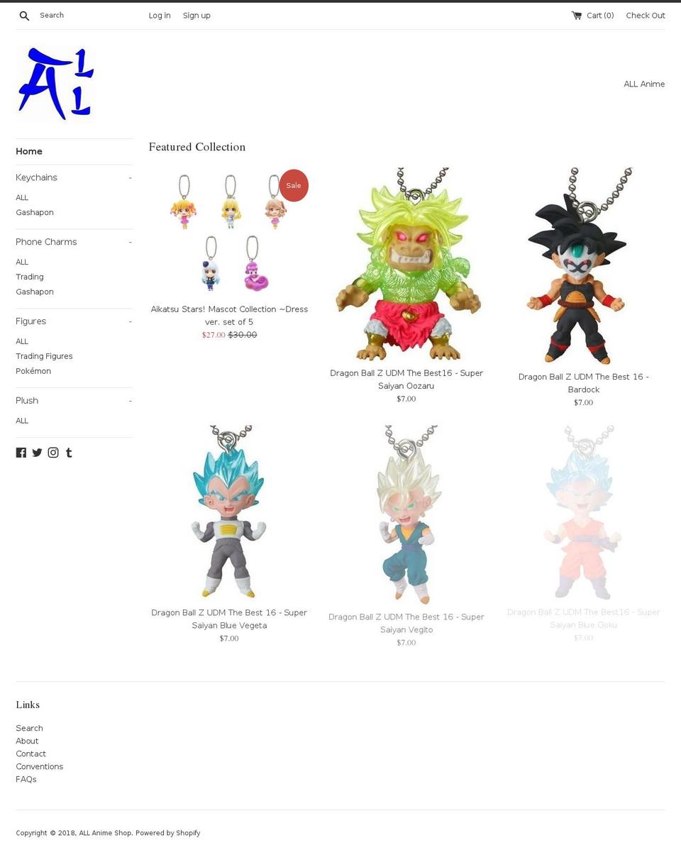 allanimeshop.com shopify website screenshot
