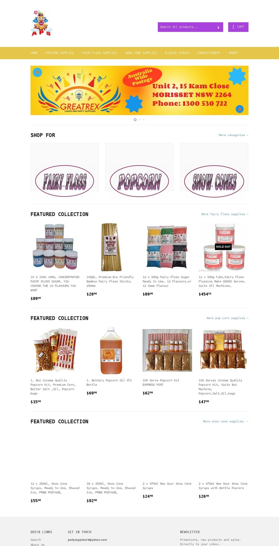 allanspartysupplies.com.au shopify website screenshot