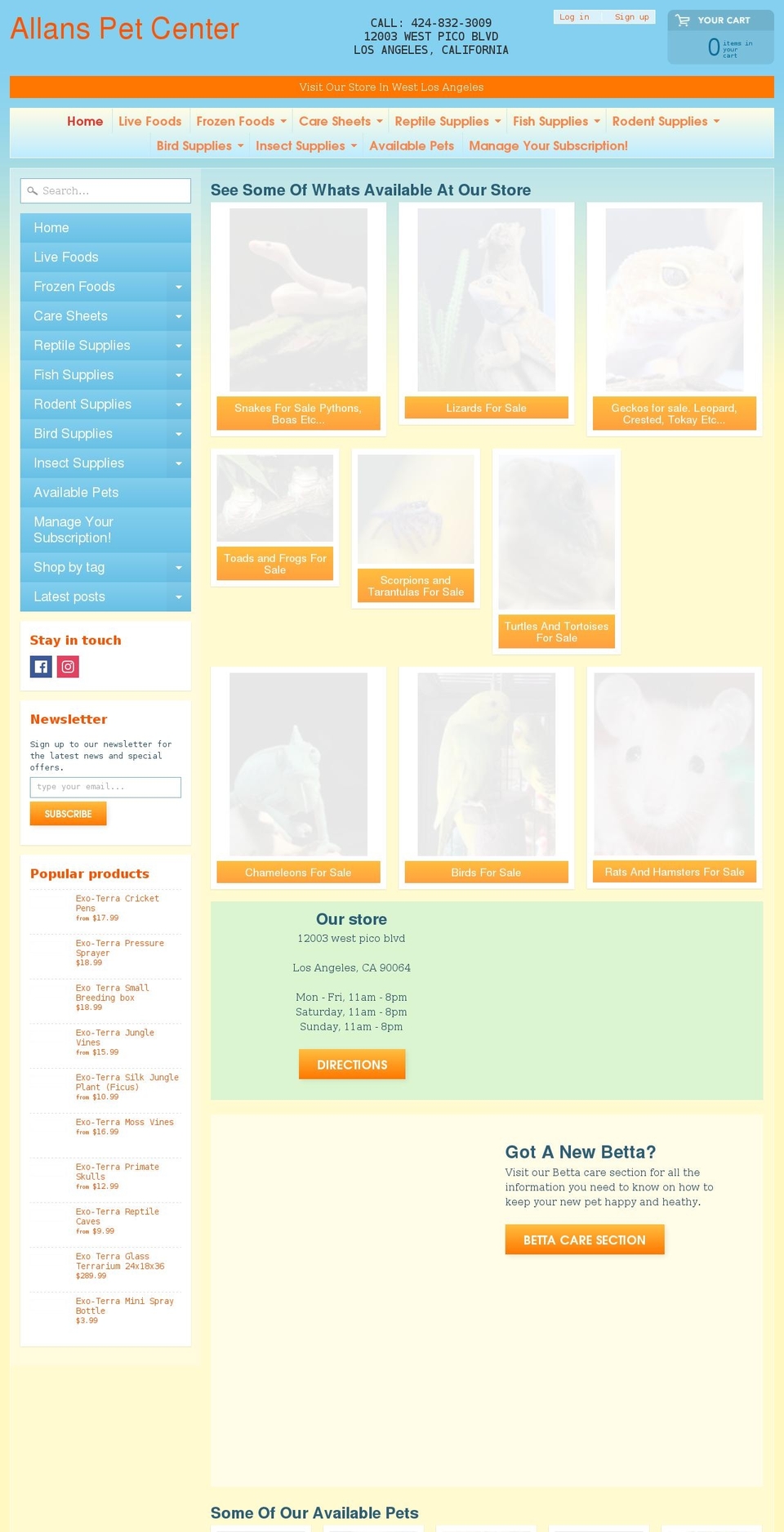 allanspetfood.com shopify website screenshot