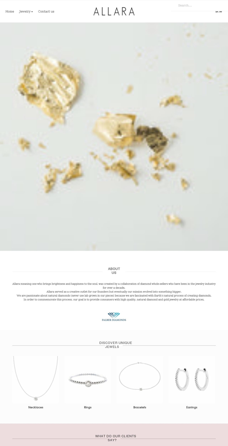 allarajewels.com shopify website screenshot