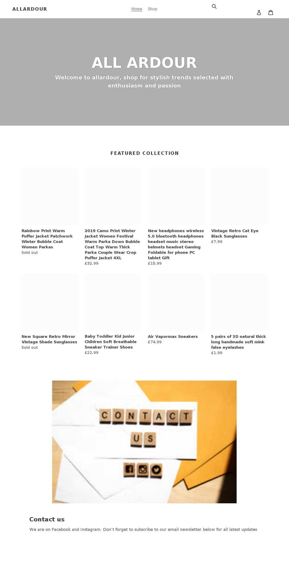 allardour.com shopify website screenshot
