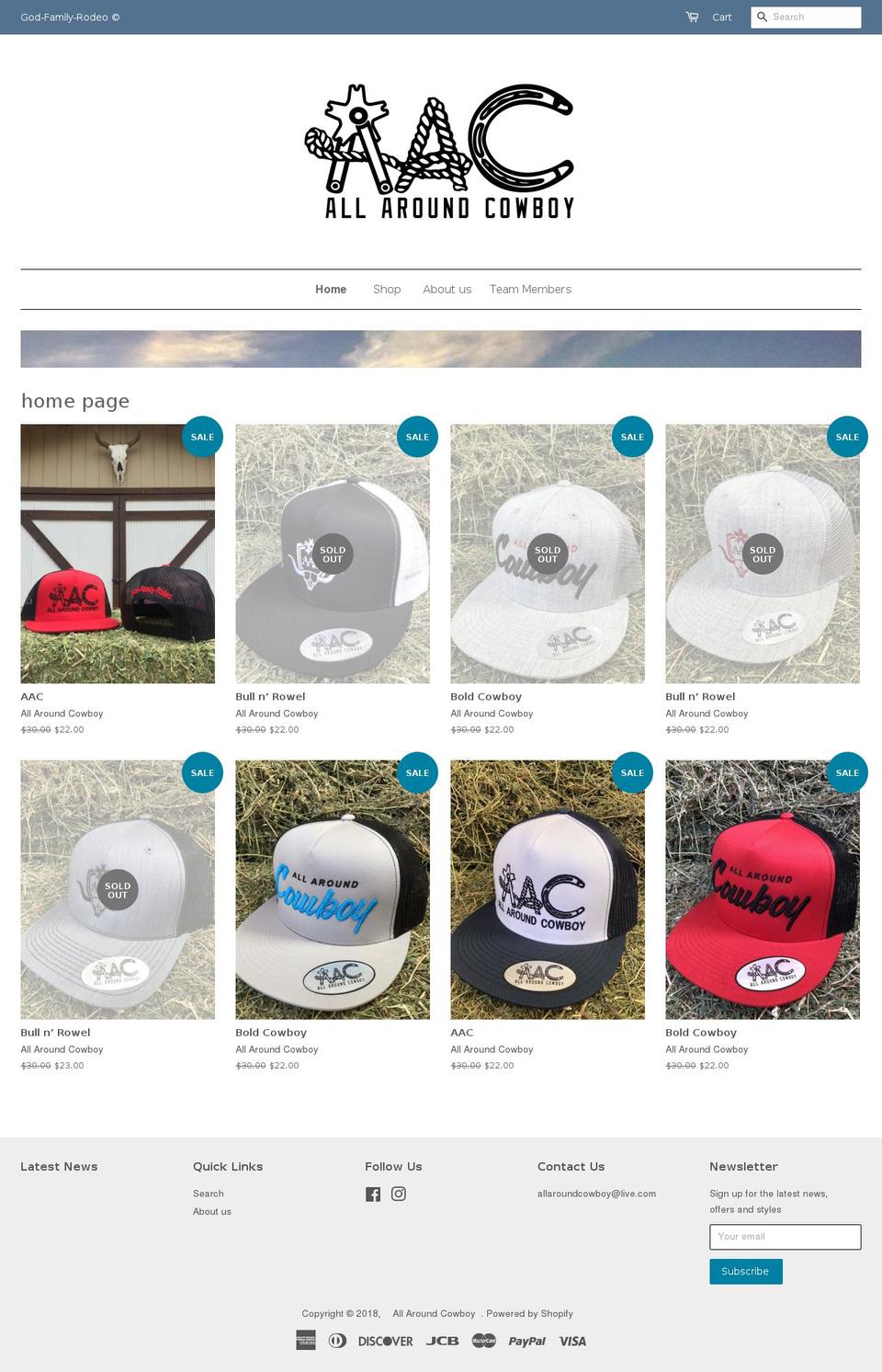 allaroundcowboyusa.com shopify website screenshot