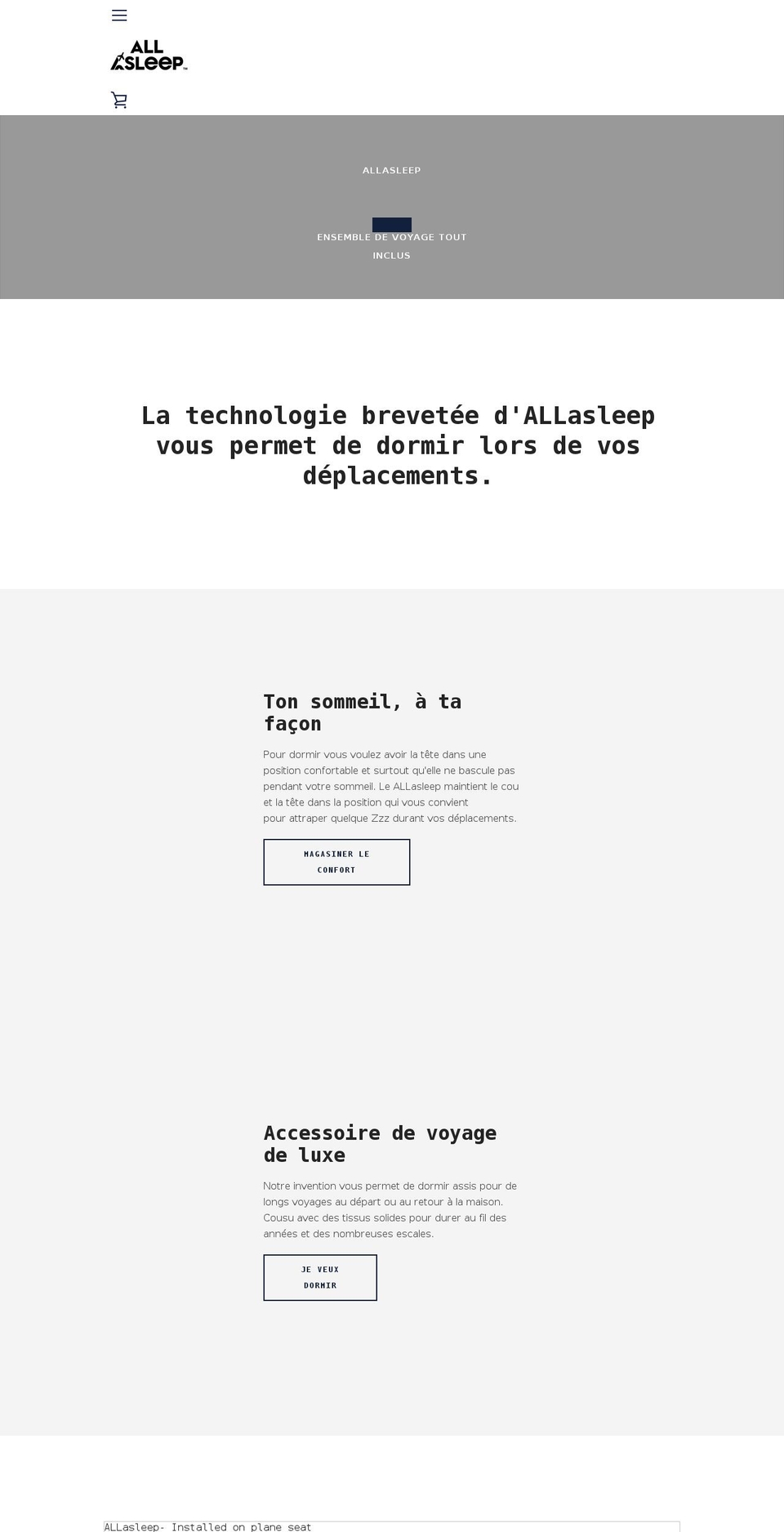 allasleep.ca shopify website screenshot