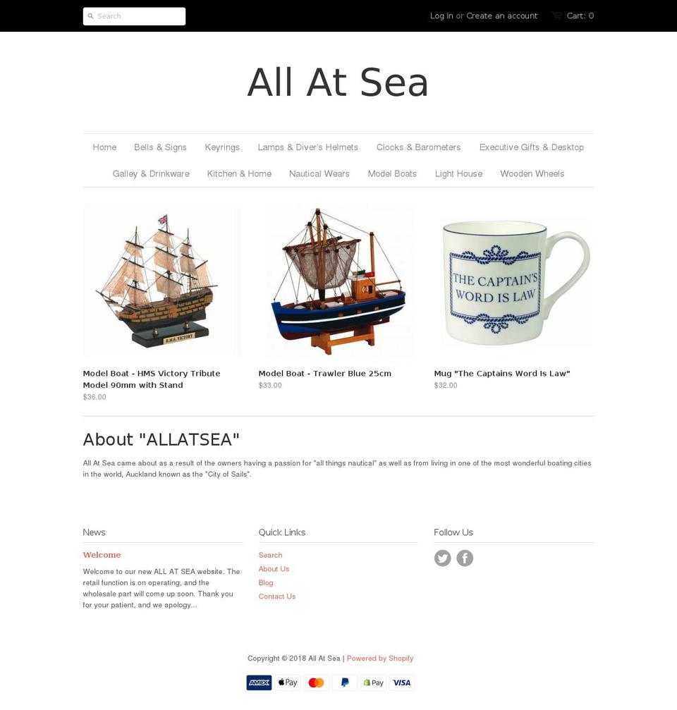 allatseaonline.com — Shopify storefront screenshot