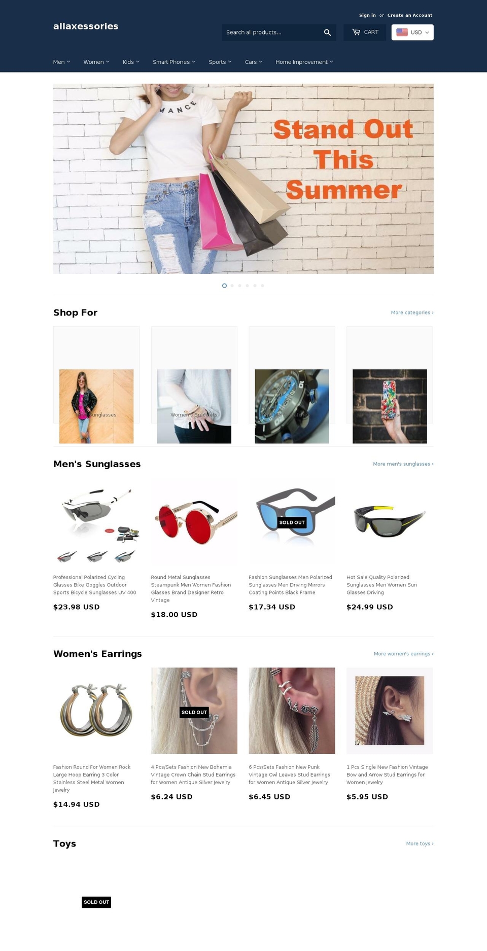 allaxessories.com shopify website screenshot