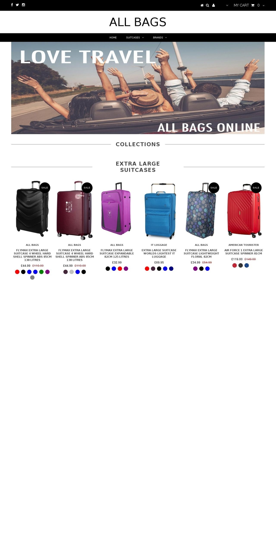 allbagsonline.com shopify website screenshot