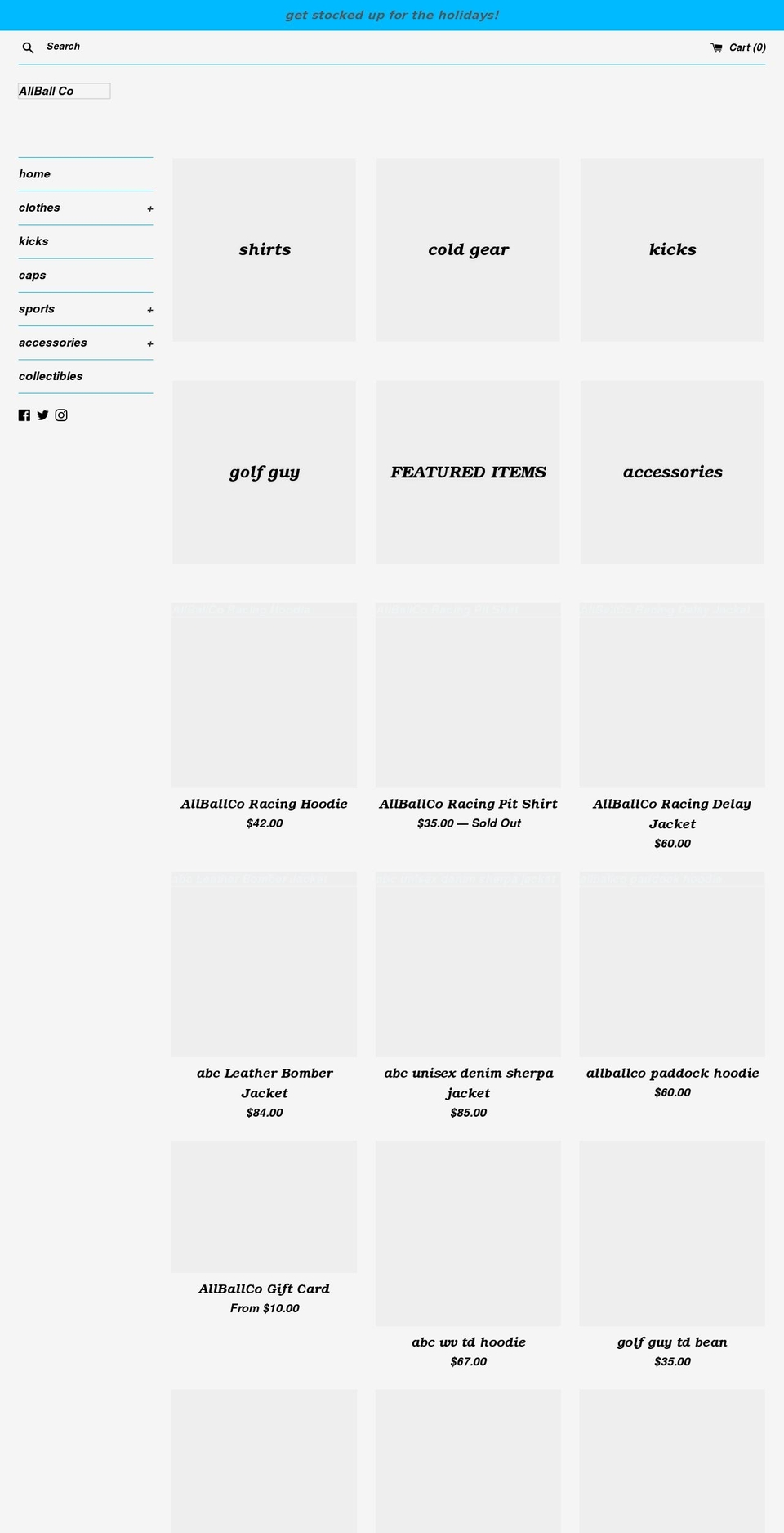 allballco.com shopify website screenshot