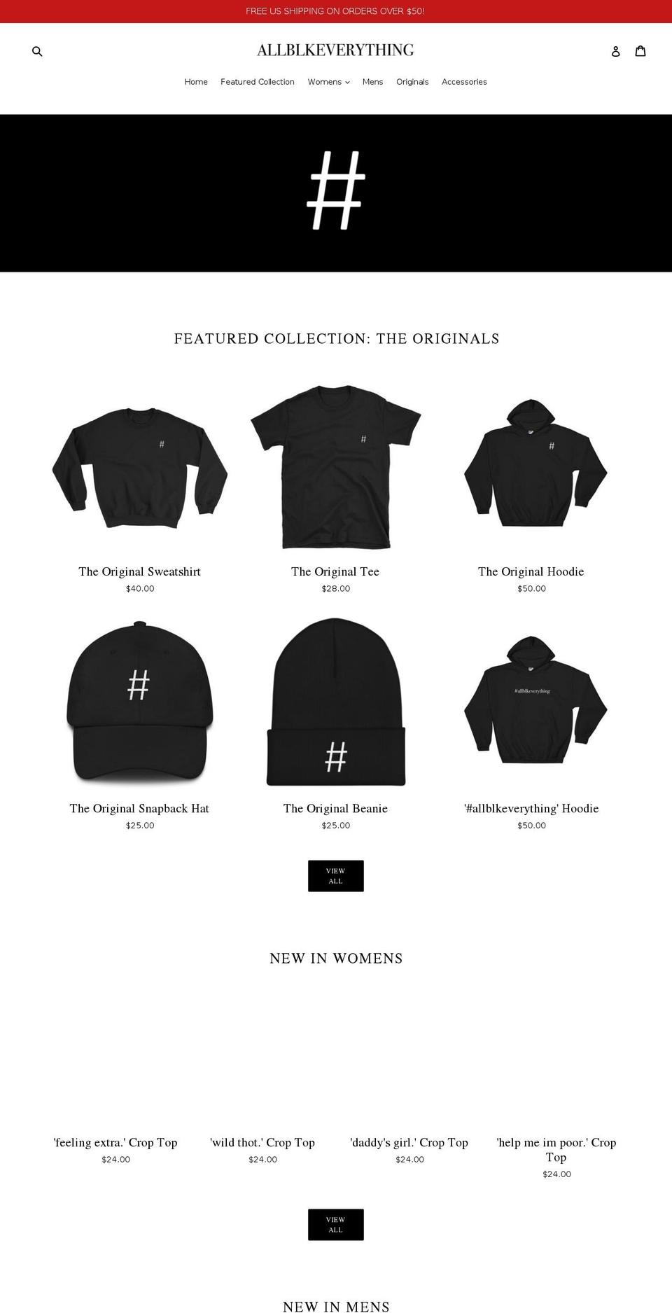 allblkeverything.com — Shopify storefront screenshot