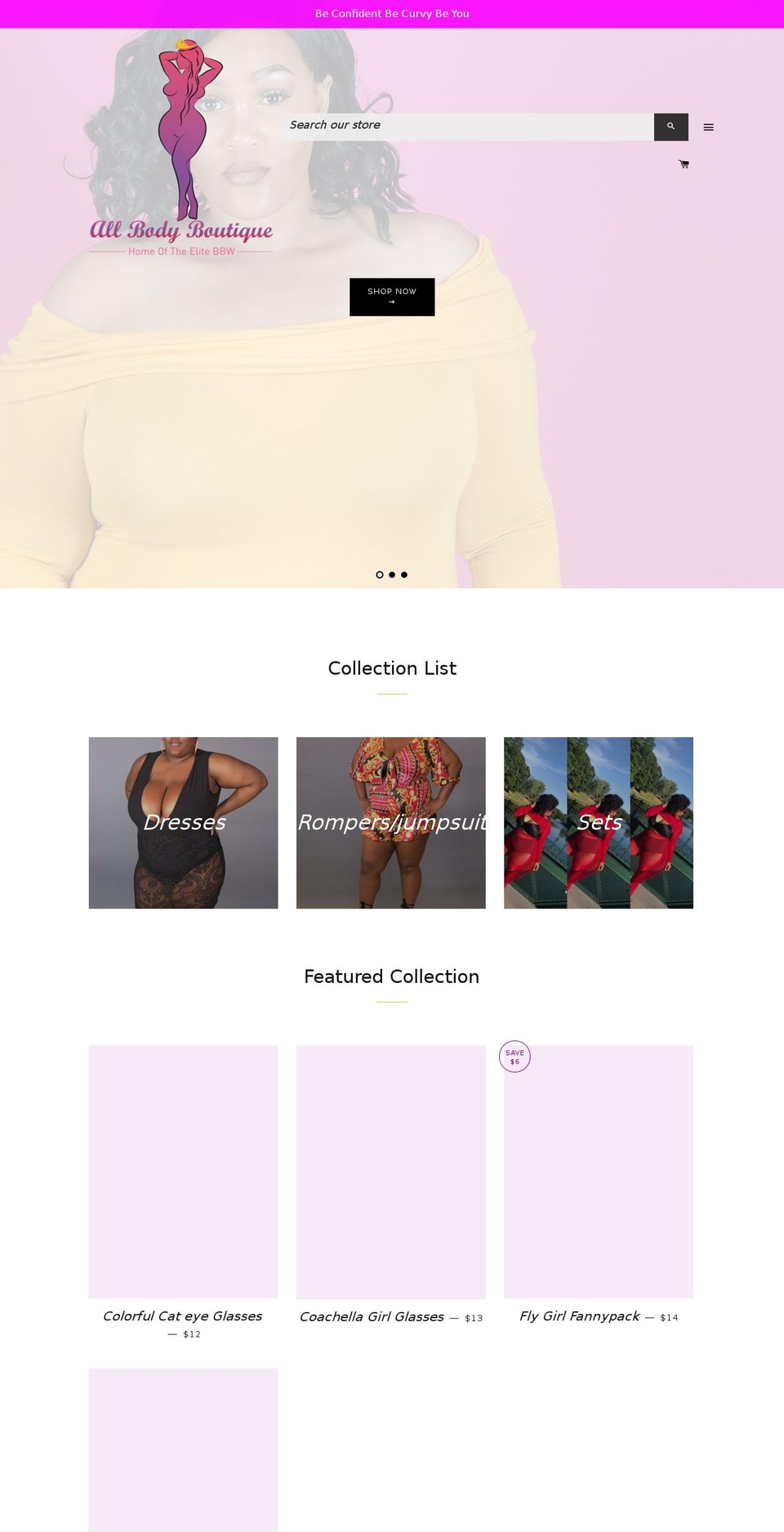 allbodyboutique.com shopify website screenshot