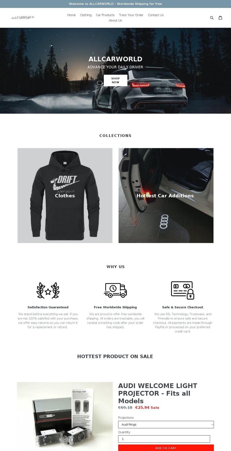 allcarworld.com — Shopify storefront screenshot