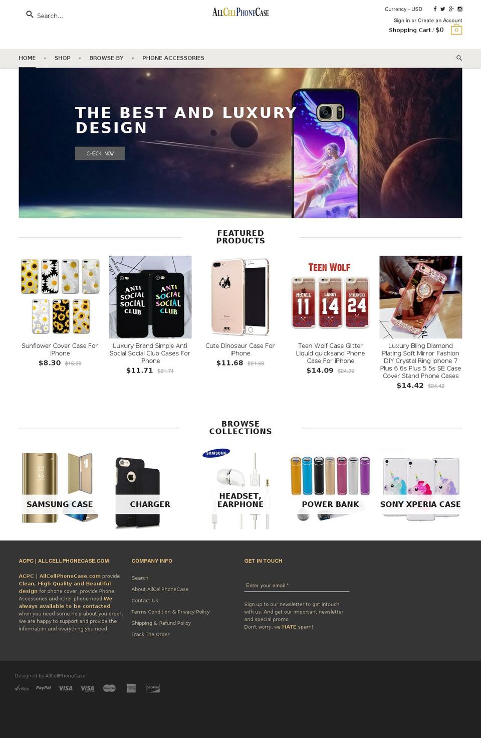 allcellphonecase.com — Shopify storefront screenshot
