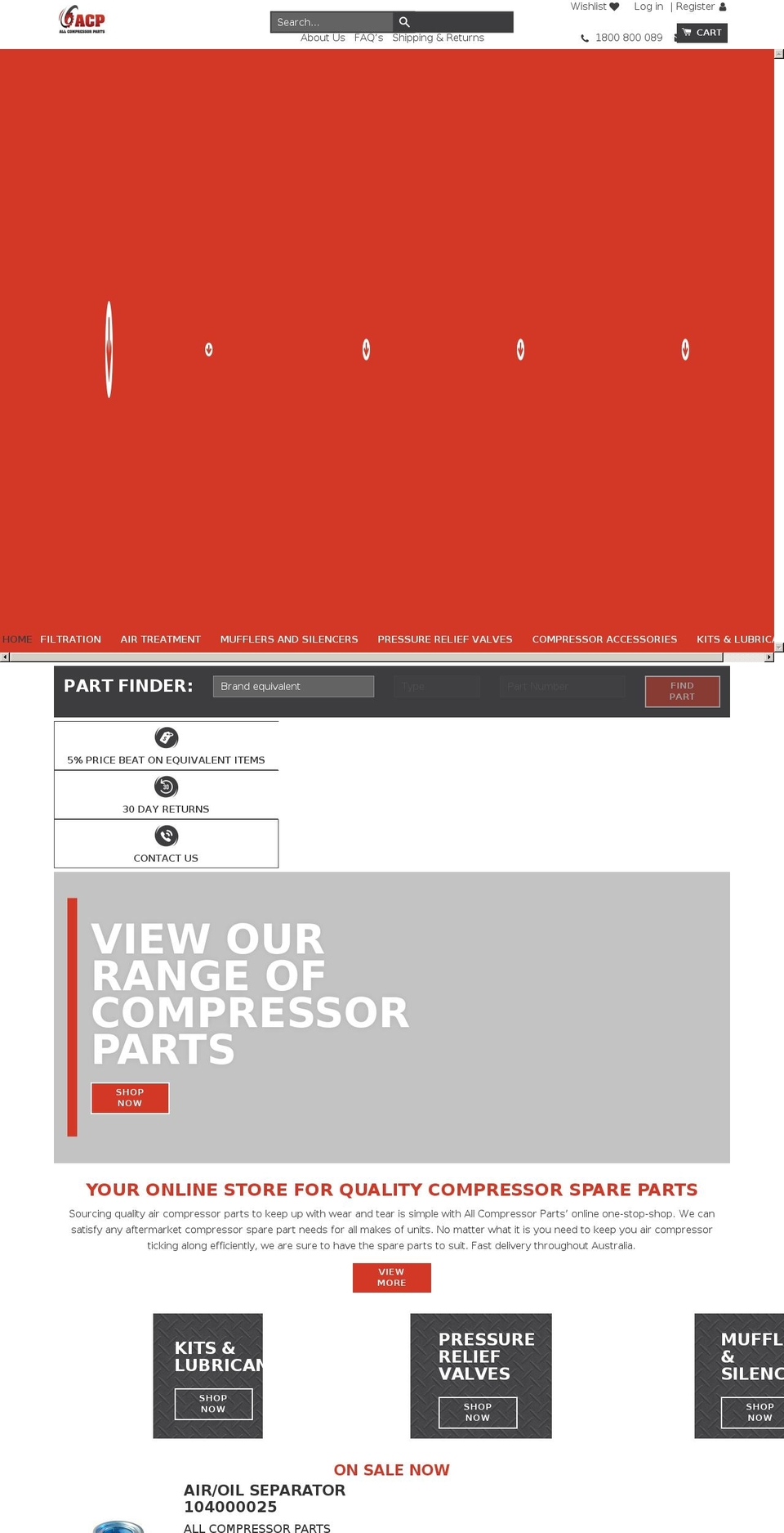 allcompressorparts.com.au shopify website screenshot
