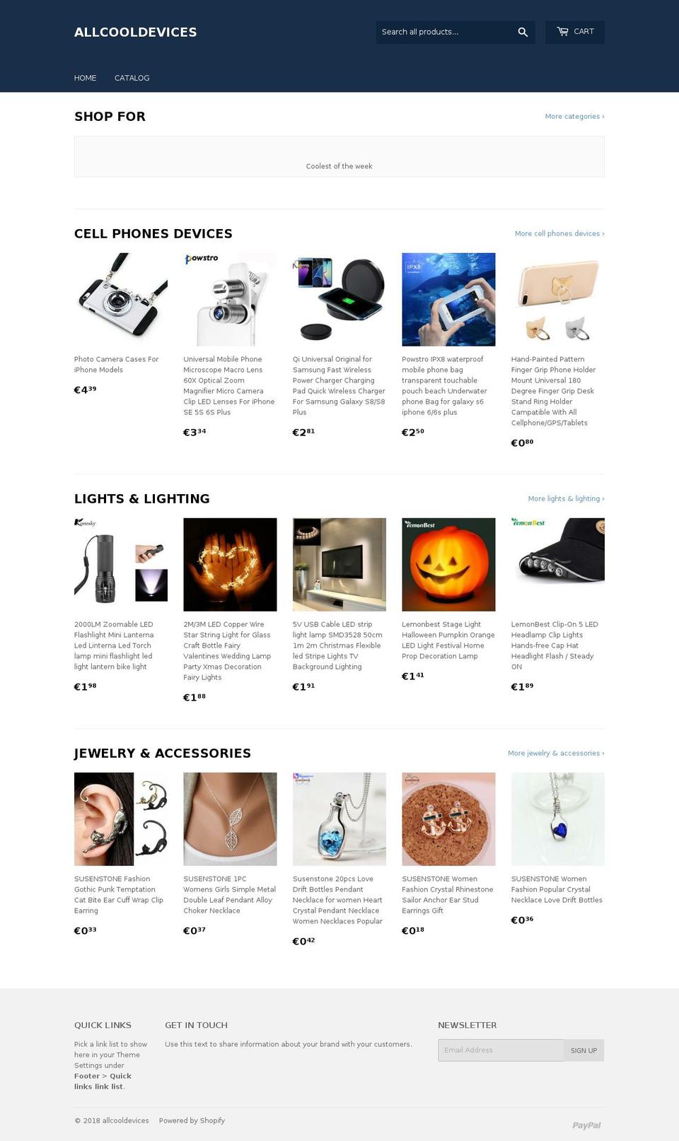 allcooldevices.com — Shopify storefront screenshot