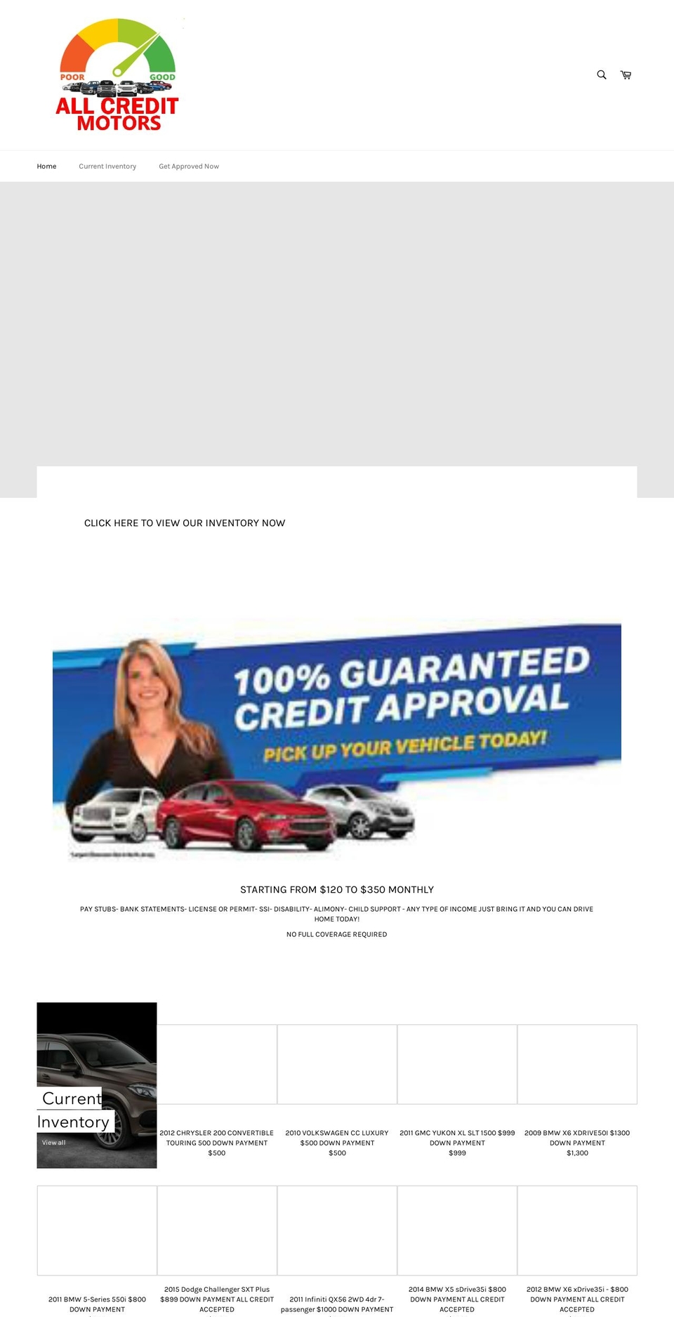allcreditmotors.com — Shopify storefront screenshot