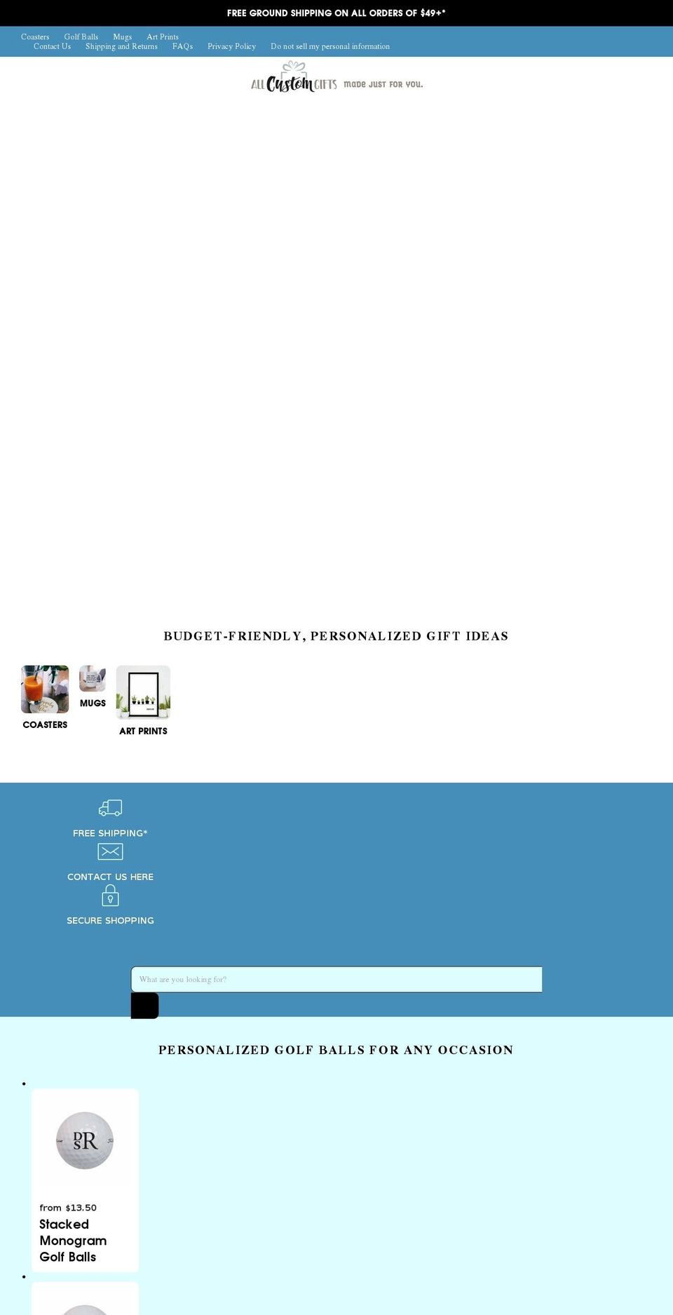allcustomgifts.com shopify website screenshot