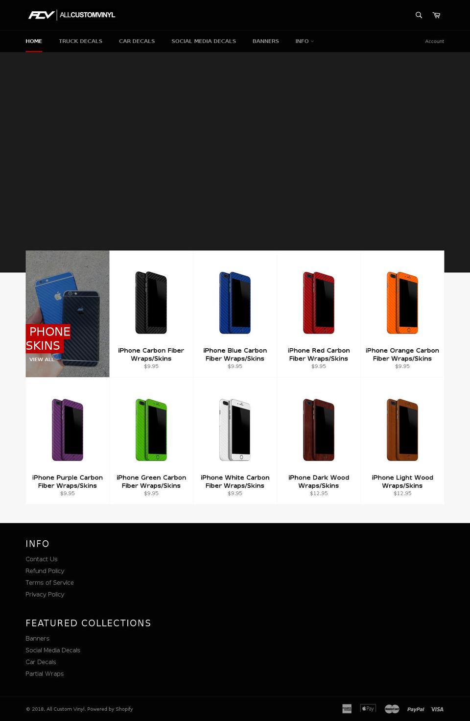 allcustomvinyl.com — Shopify storefront screenshot