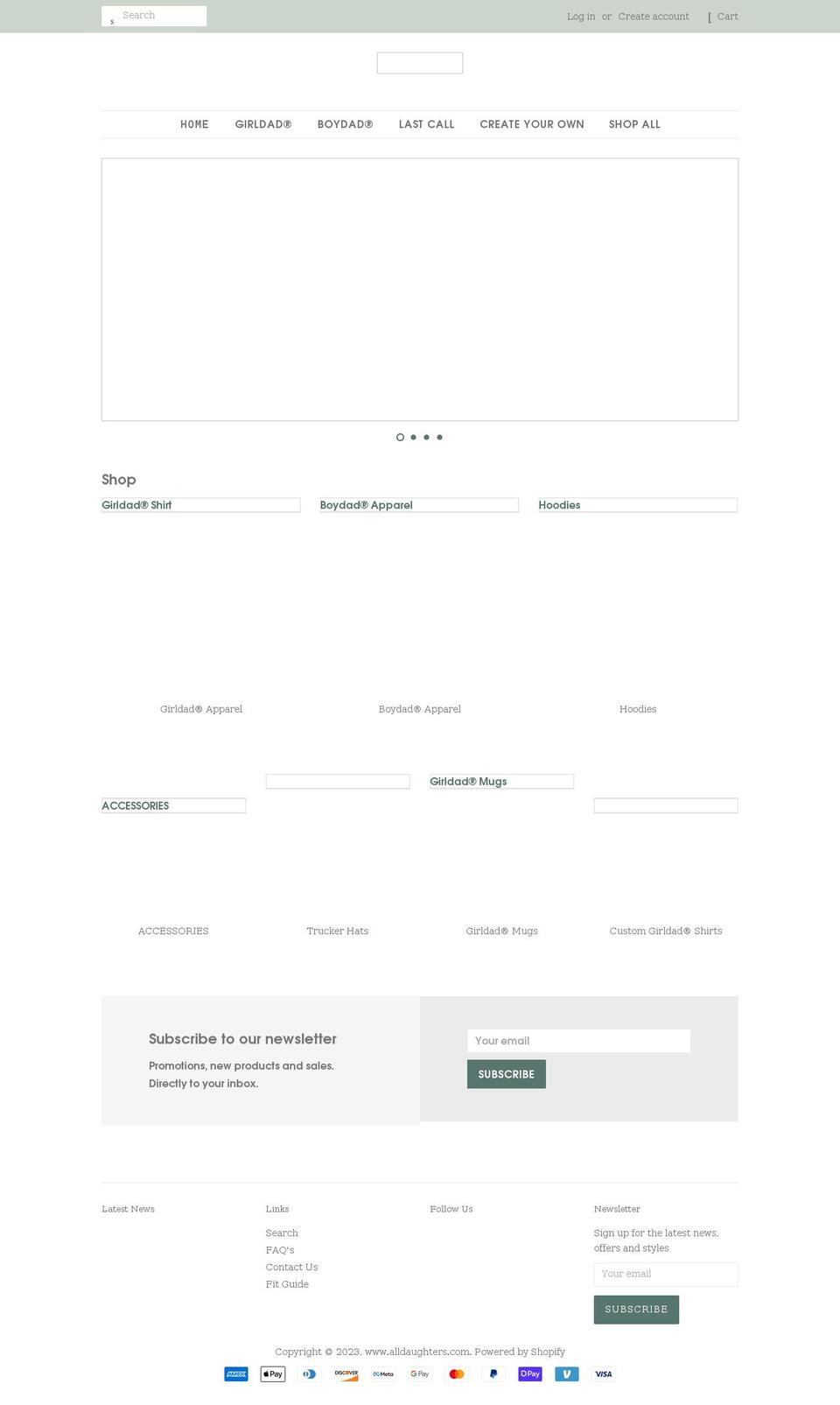 alldaughters.com shopify website screenshot