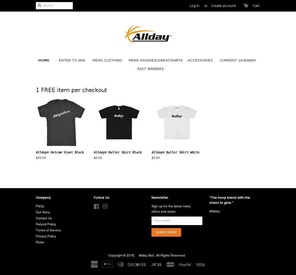 alldayball.com — Shopify storefront screenshot
