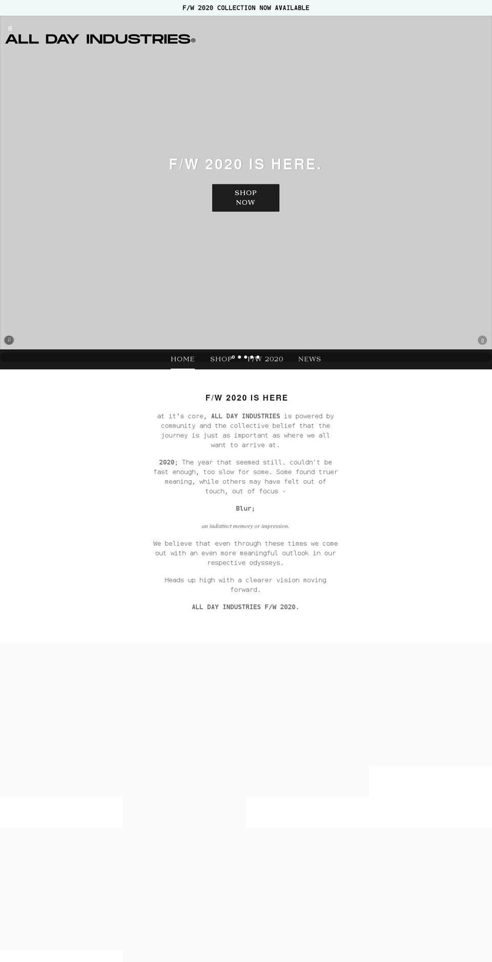 alldayindustries.com shopify website screenshot