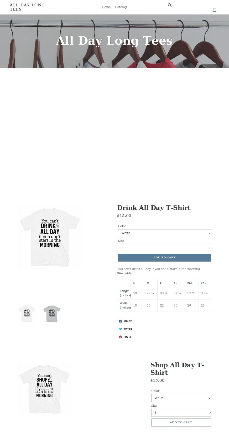 alldaylongtees.com shopify website screenshot