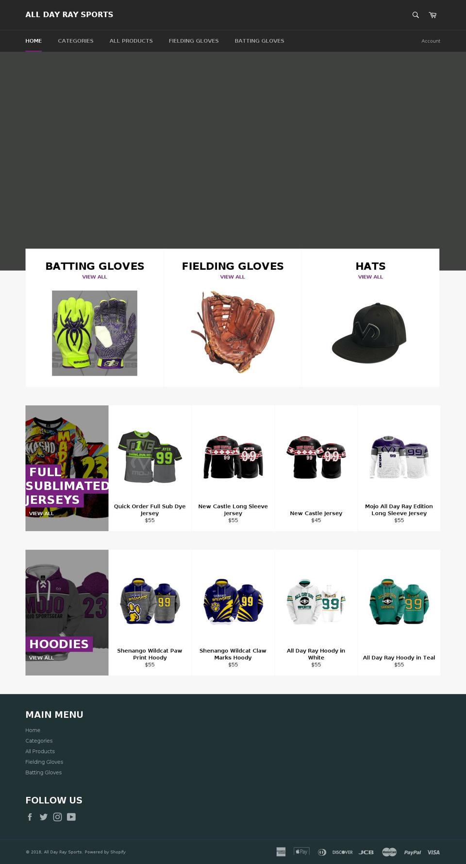 alldayraysports.com — Shopify storefront screenshot